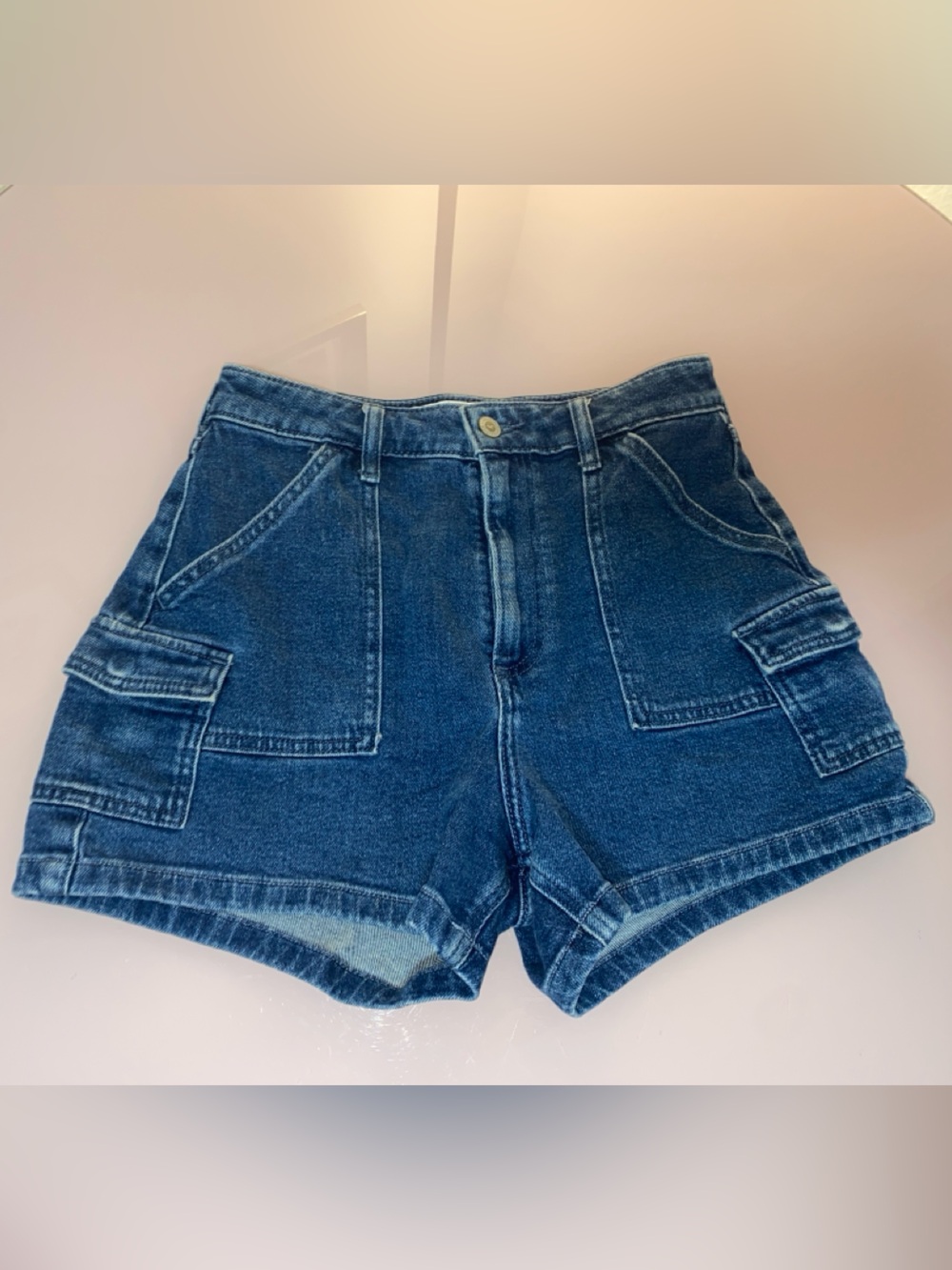 Hollister Dark Blue Jean Cargo Shorts Size 3